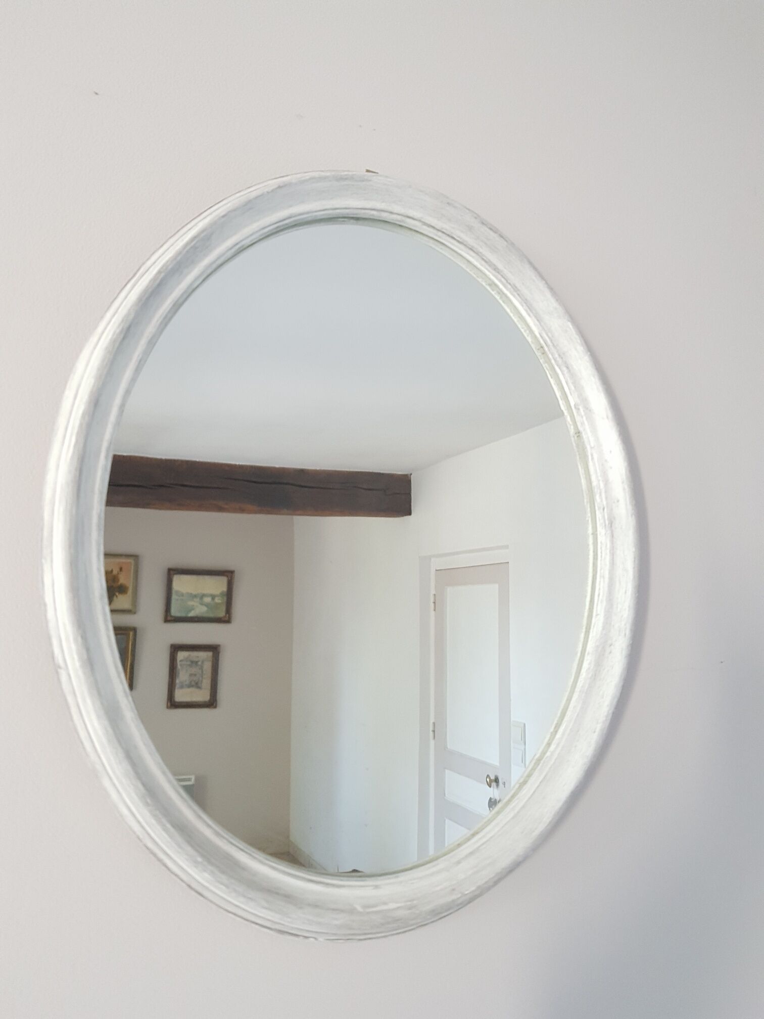 Oval mirror patinated gustavian gray