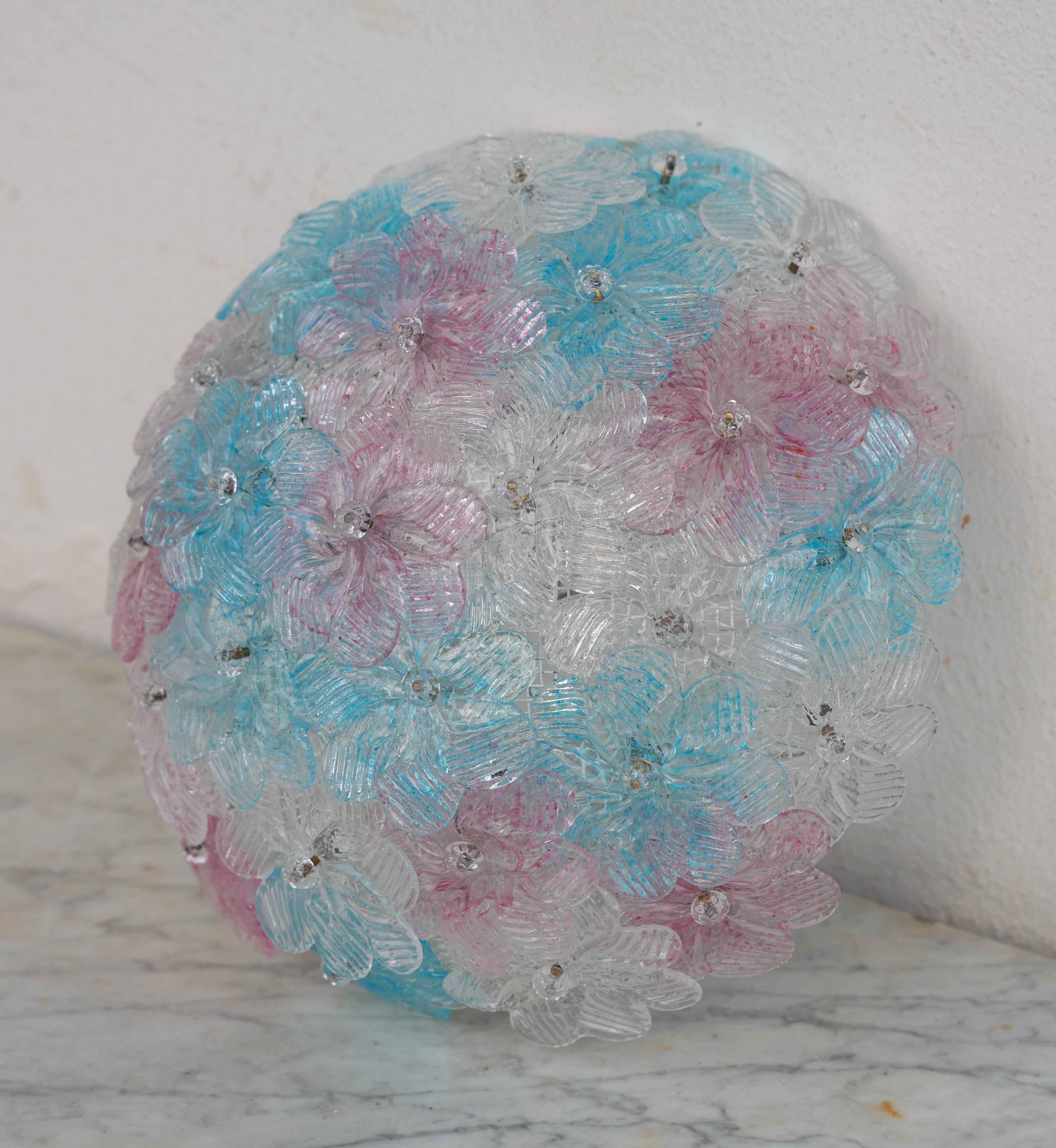 Lustre multicolore Murano Fleur par Seguso pour Venini, Italie, années 1960.