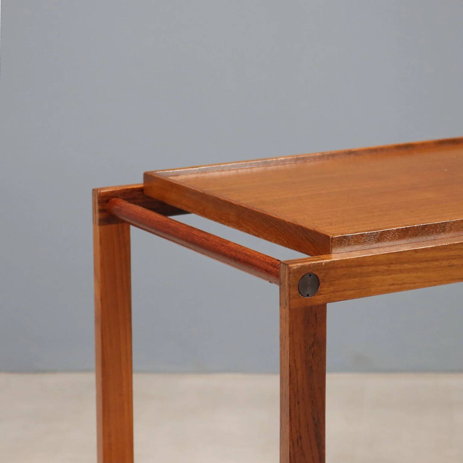 Desserte de cuisine vintage en teck à double plateau, design Italie, années 1960