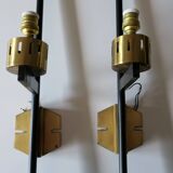 Pair of brass and opaline glass wall lights, Stilnovo period, Italy 1940-50
