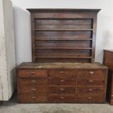 Wall dresser shelf for rustic wooden collection plates (fir and oak)