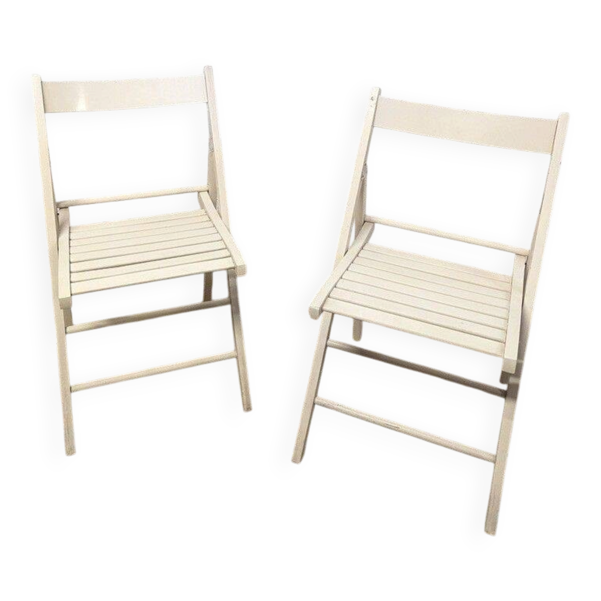 Paire de chaises pliantes blanches en bois