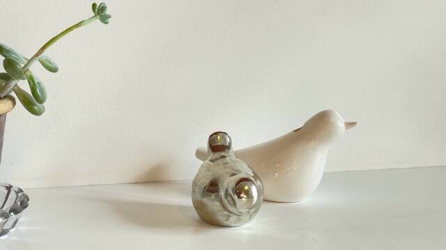 Vintage Ceramic Vase with a Couple of Birds