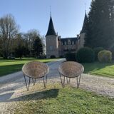 Pair of wicker basket armchairs