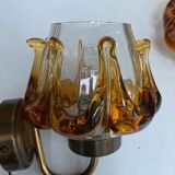 Pair of Murano glass wall sconces, vintage Italian 70s.