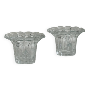Paire de bougeoirs en - verre