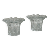 Paire de bougeoirs en verre