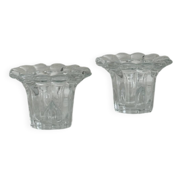 Pair of glass candlesticks