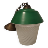 Vintage sandblasted glass pendant light