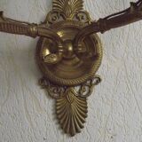 French Antique Bronze Empire Double Wall Sconce with Fan & Swan Detail 5239