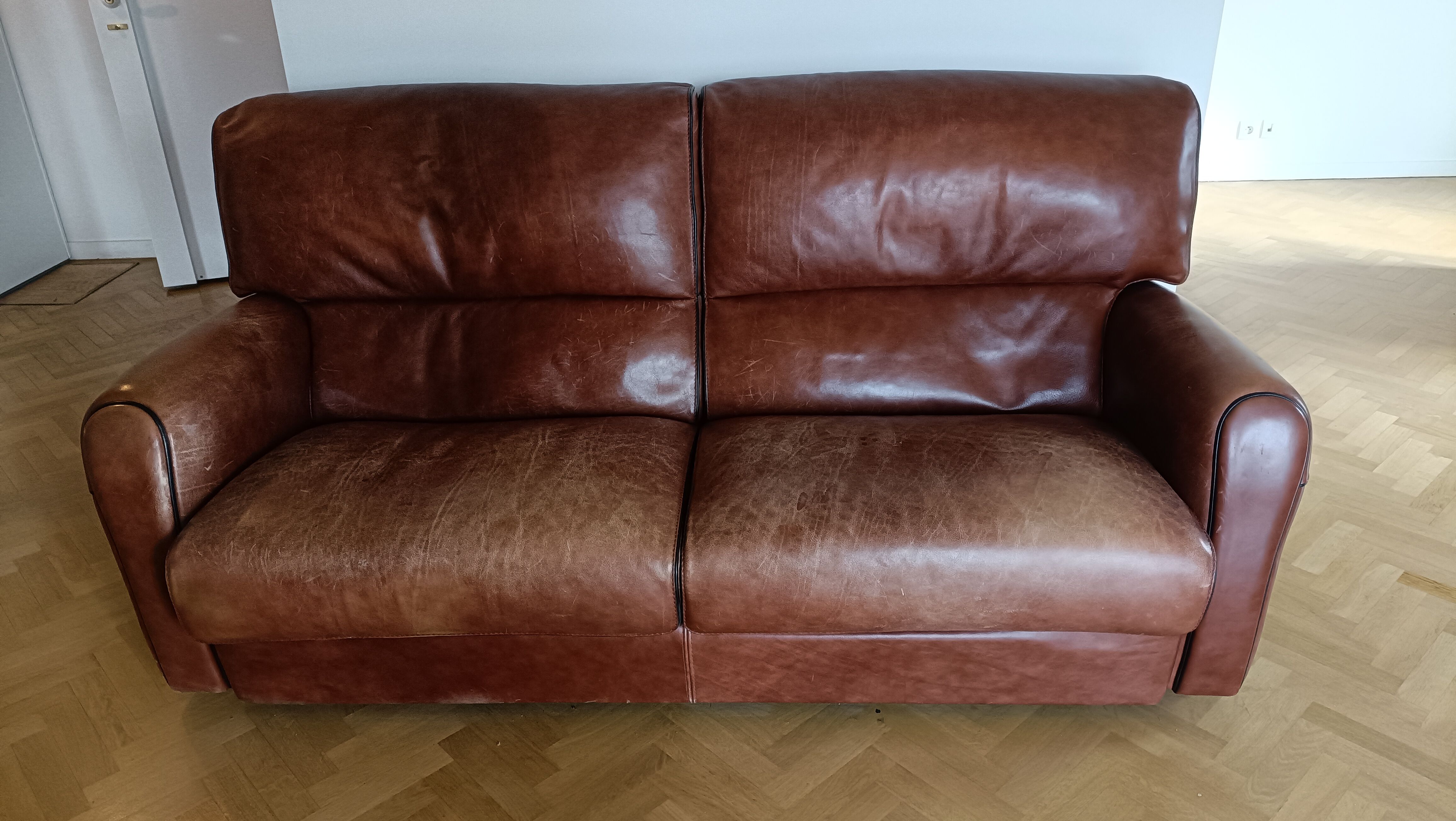 Sofa 2 armchairs vintage leather