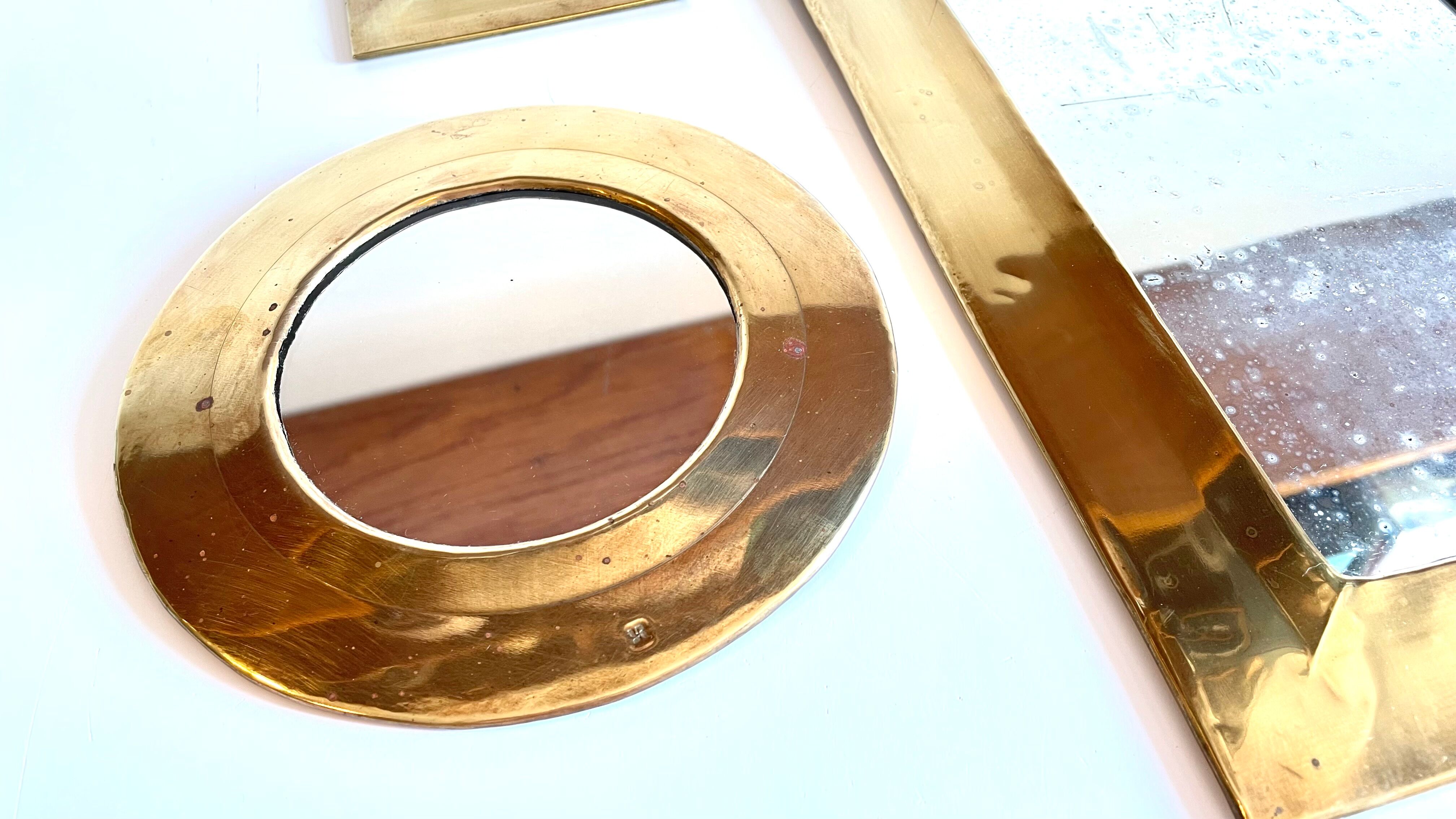 Trio de miroirs en laiton vintage