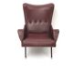 Burgundy Skai, Brass and Metal Lounge Chair, Italy