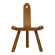 Mid Century Brutalist Tripod Chair Solid Oak Spain