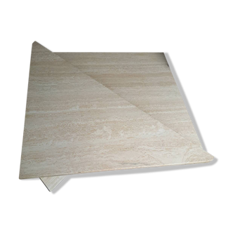 Travertine triangle coffee table