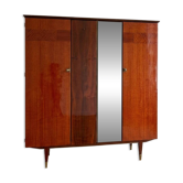 Grande armoire vintage années 50 en formica et miroir