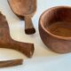 Set of vintage turned and carved wooden cups