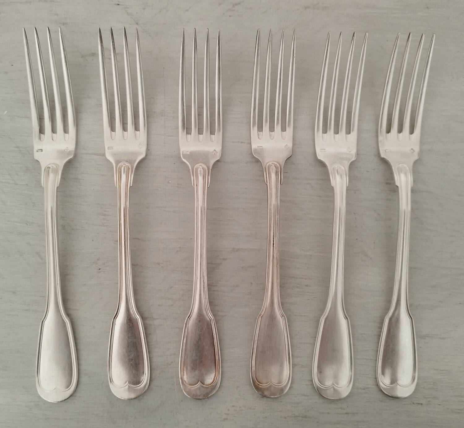 Silver metal cutlery spoons forks small spoons