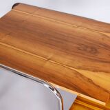 Restored bauhaus writing desk, by andré lurcat, walnut, new polish, czech, 1930s