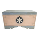 Pine chest from around 1900 with recent decorative painting in Scandinavian style.