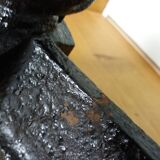 Cast iron andirons with character heads