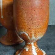Four potter's mugs turned in vintage light stoneware