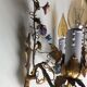 Two bronze wall light decorated with flowers in german porcelain