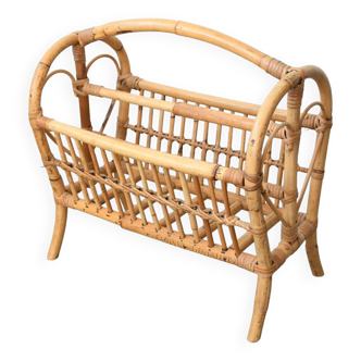 Vintage rattan magazine rack