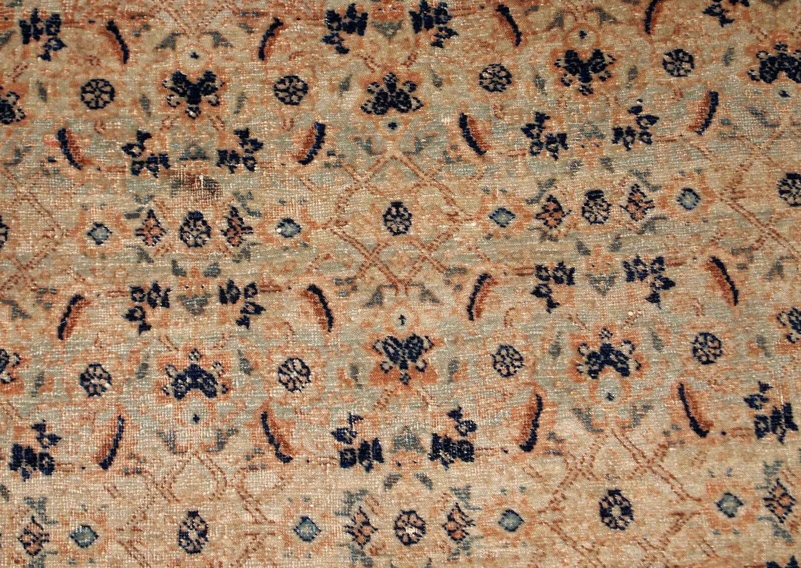 Handmade antique Persian Tabriz Hajalili rug 4.2' x 6.5' (128cm x 198cm) 1880s - 1B693