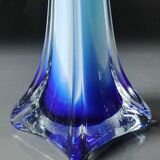 Vase Murano Calla. Forme.florale de Fleur d'Arum. Tons bleus. Haut 41 cm