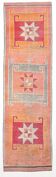 Red & Green Turkish Vintage Runner Rug, 93x342Cm
