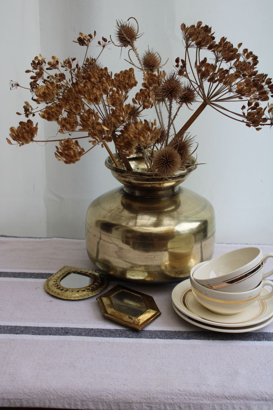 Golden brass vase