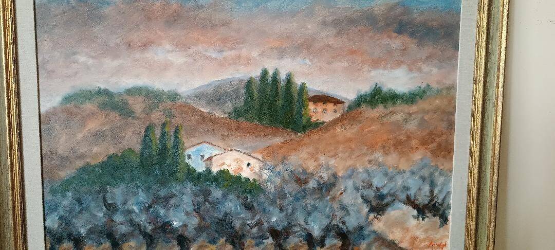 Large oil on canvas Marino Scardigli (1921-2005) - Tuscan landscape 124x94 cm