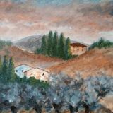 Large oil on canvas Marino Scardigli (1921-2005) - Tuscan landscape 124x94 cm