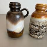 Set of Three 1970s Pottery Fat Lava "413-20" Vases Made by Scheurich, Germany