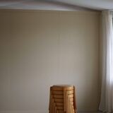 Modern Swedish, set of 14 stackable stools in birch and hessian fabric, 1980s.