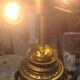 ceramic lamp in Gien style, and bronze, 54x25 with glass shade
