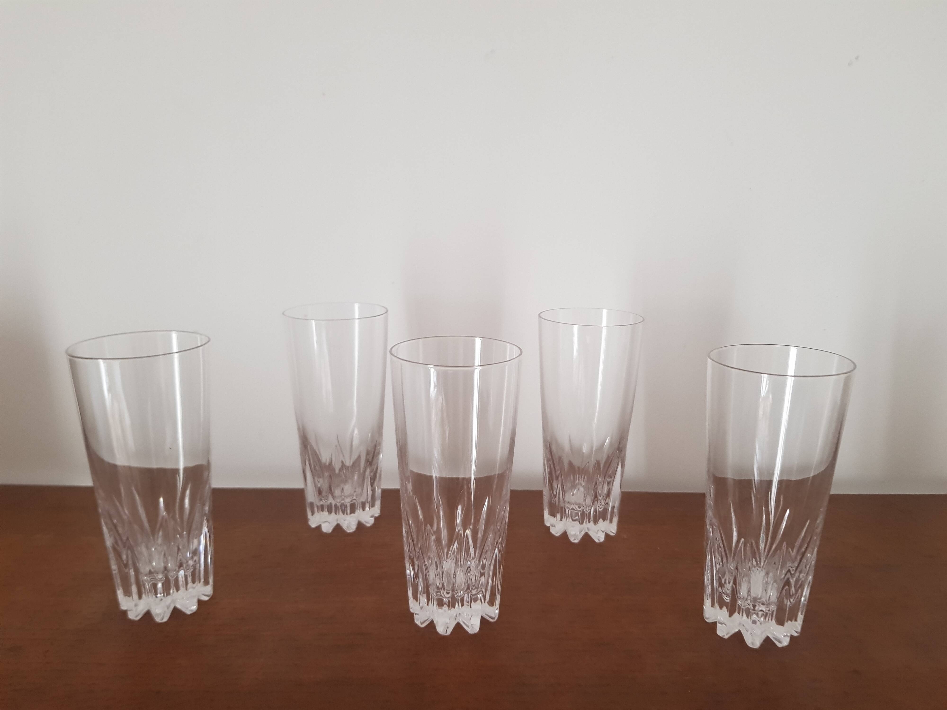 Set of 5 crystal orangeade glasses