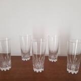 Set of 5 crystal orangeade glasses