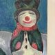 Still life, watermelon and clown, oil on canvas signed 1988