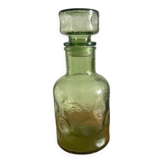 Carafe verte en verre bullé vintage
