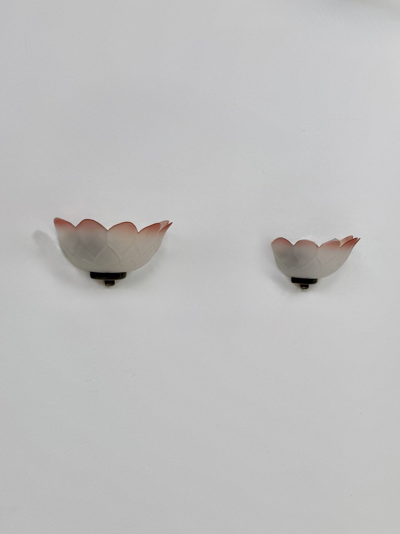 Vintage "flower" wall sconces, glass, France, 1970.