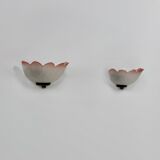 Vintage "flower" wall sconces, glass, France, 1970.