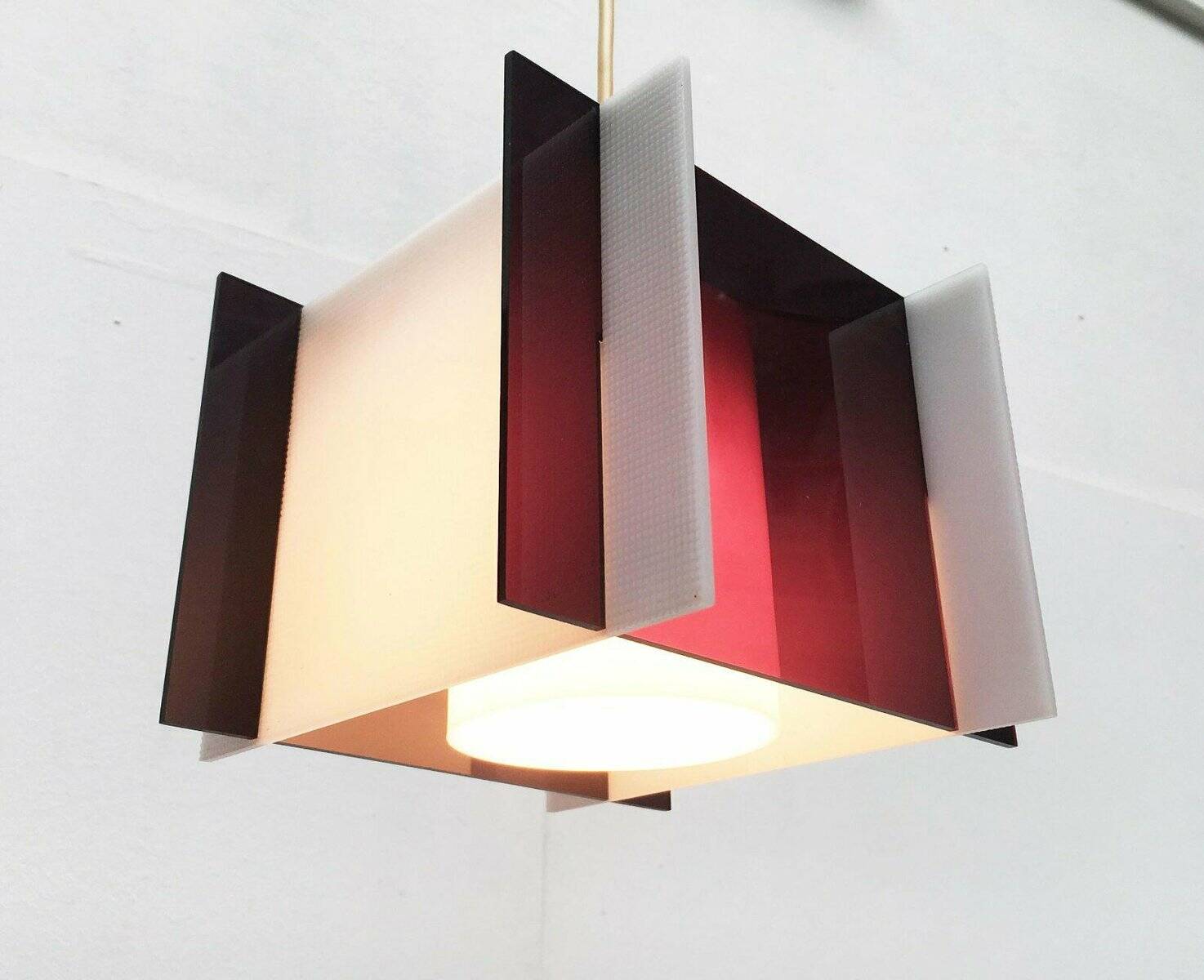 Mid-century space style acrylic cube pendant lamp, 1960s