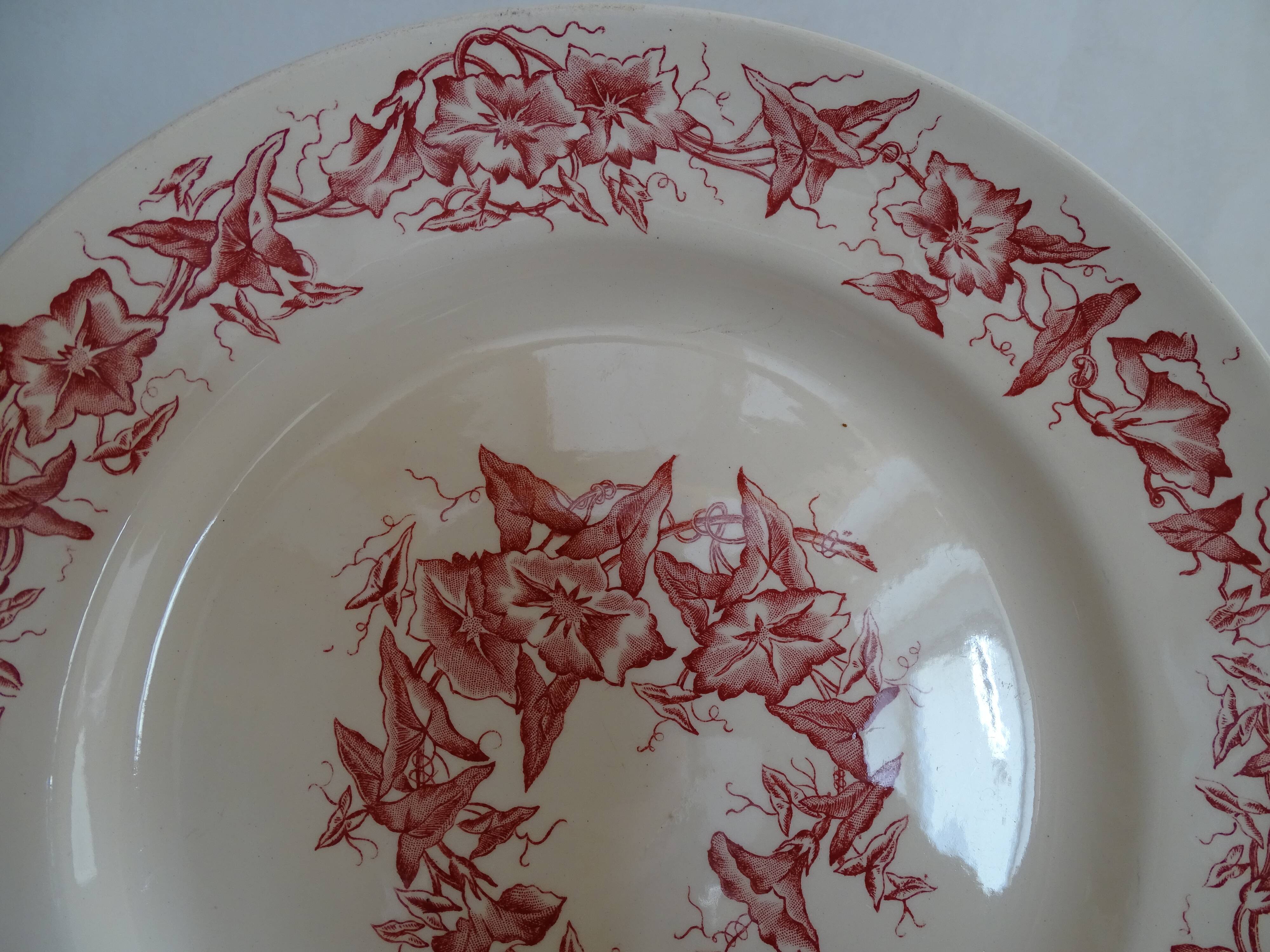 4 old faience plates Lonchamps a fleurs - Lierons - Terre de fer