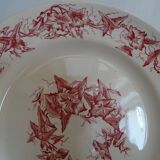 4 assiettes anciennes faience Lonchamps a fleurs - Liserons - Terre de fer