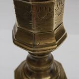 18th century brass engraved candlestick