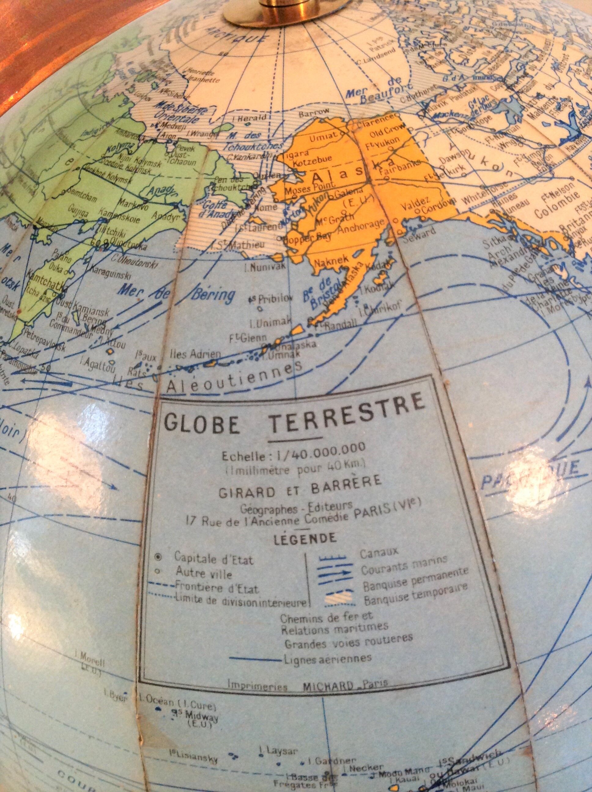 Globe in cardboard Girard and Barrere / vintage years 50-60