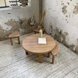 Circular elm coffee table from the 1950s