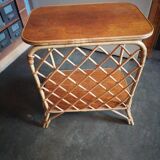 Table d'appoint, chevet en osier et rotin, 1960-1970